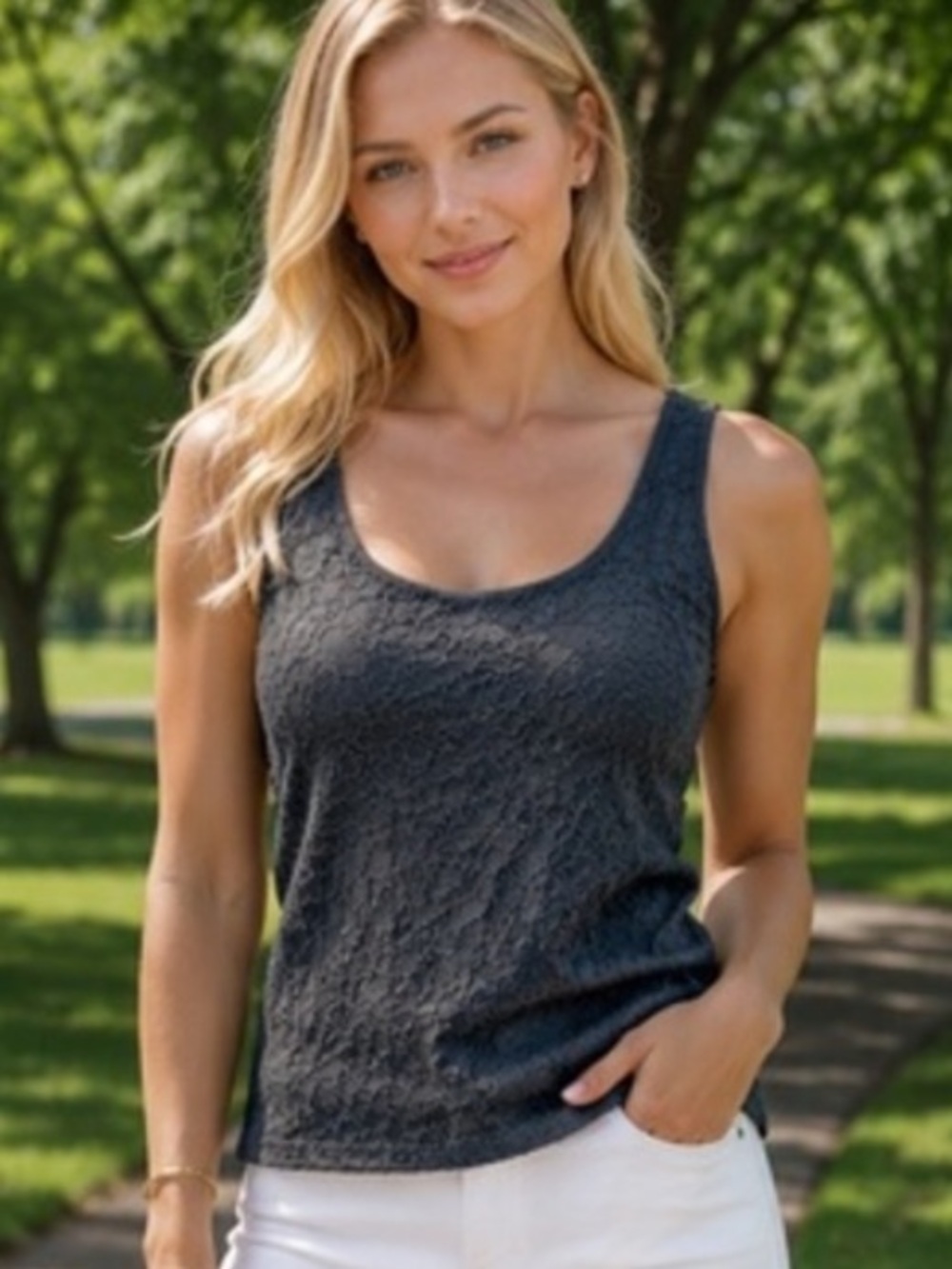 White House Black Market lace lined tank top